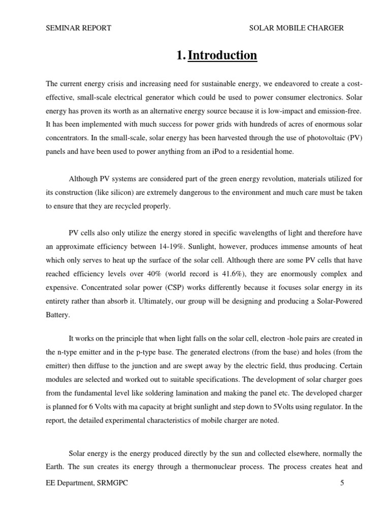 Solar Mobile Charger PDF Download Free PDF Photovoltaics