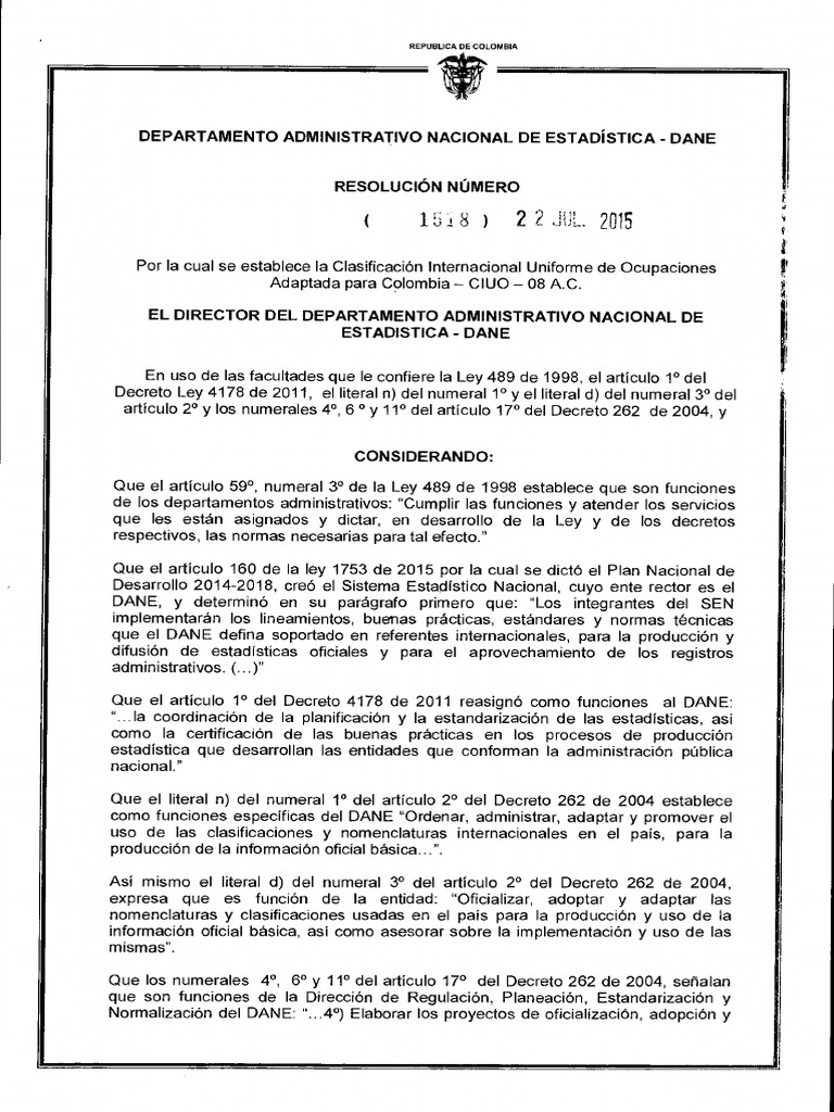 Resolucion 1518 2015 PDF | PDF | Colombia | Estadísticas