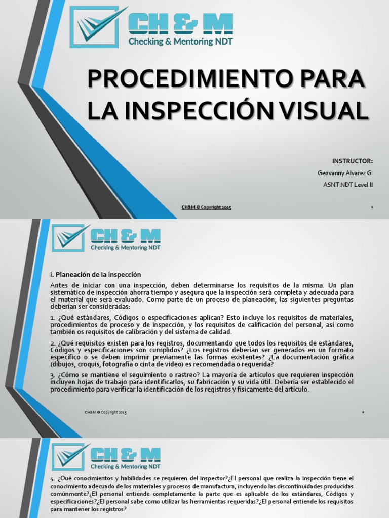 Procedimiento para La Inspeccion Visual | PDF | Muestreo (Estadísticas ...