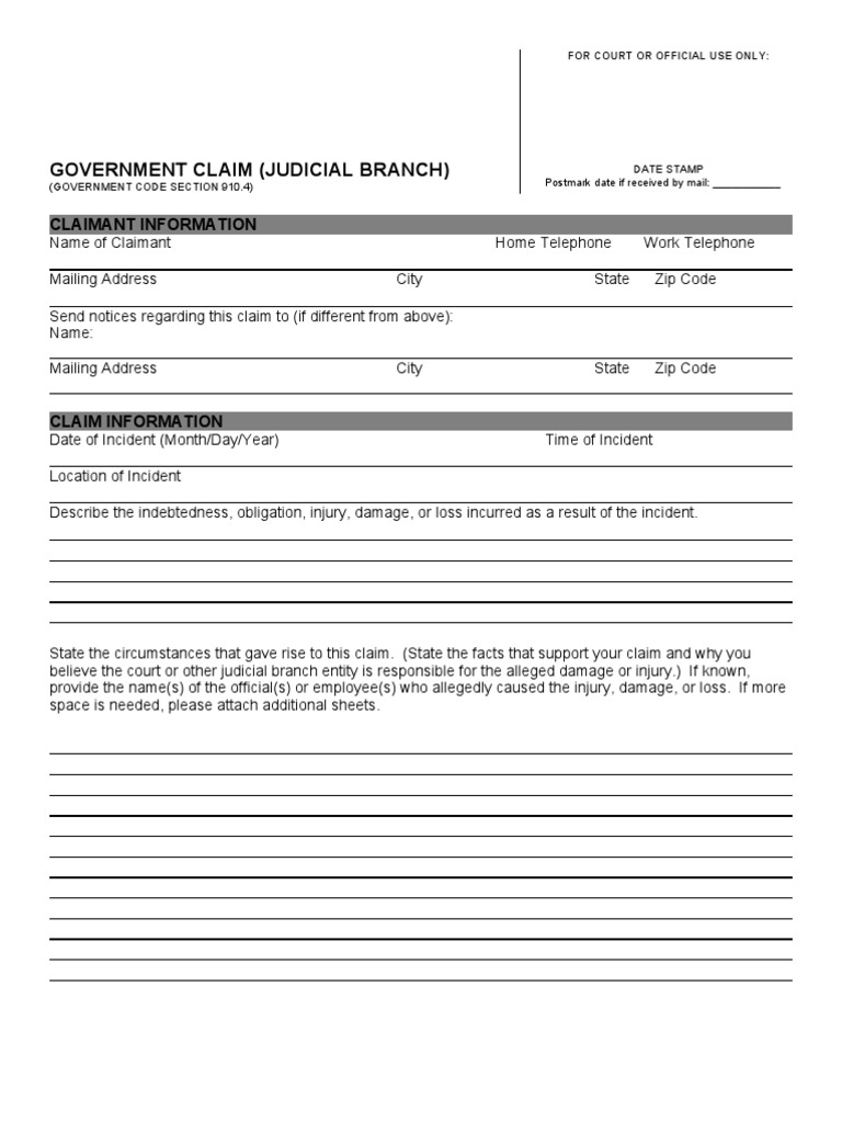 Government Claim | PDF | Mail | Damages