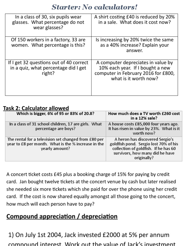 1) Percentage Review | PDF | Percentage | Interest