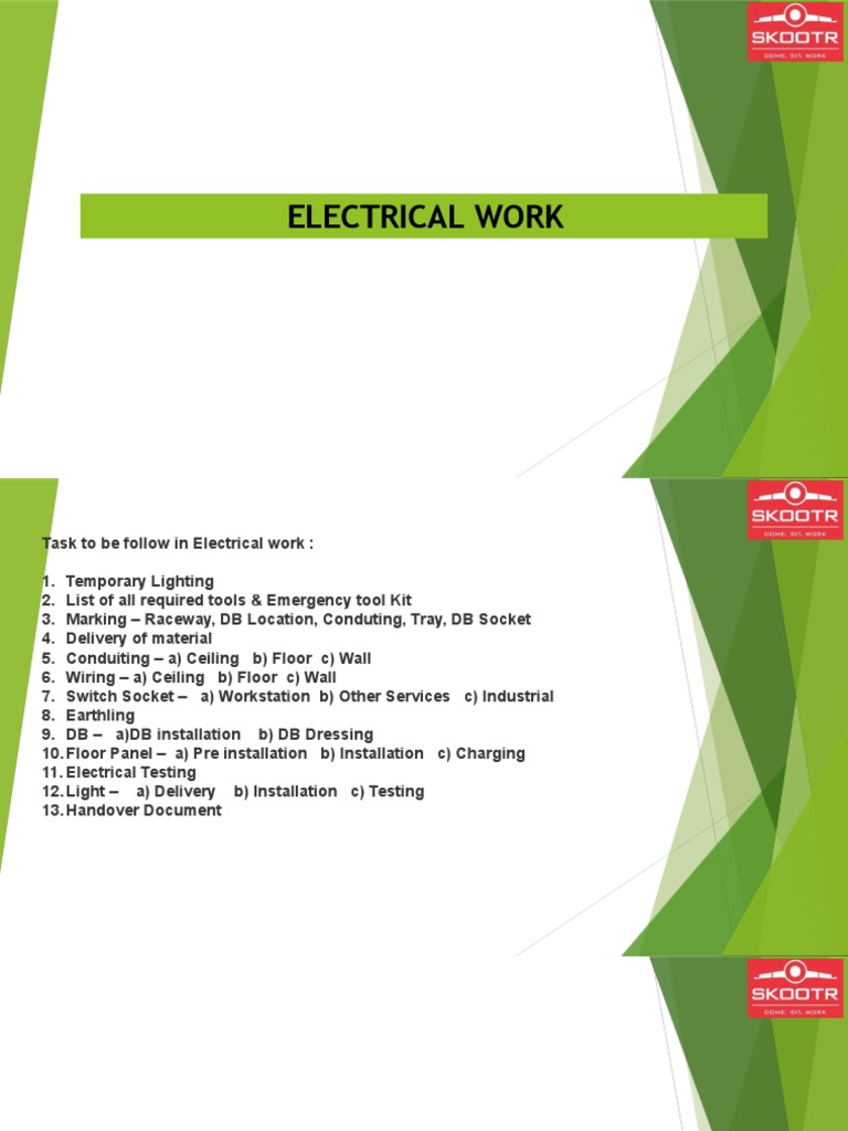 Electrical Work Guidelines and Checklist | PDF
