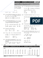 F HG I KJ: Class Test - 5/13 Quadratic Equation Mathematics (Foundation)