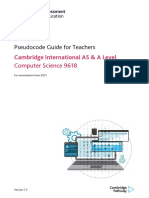 Pseudocode Guide For Teachers: Cambridge International AS & A Level Computer Science 9618