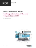 Pseudocode Guide For Teachers: Cambridge International AS & A Level Computer Science 9618