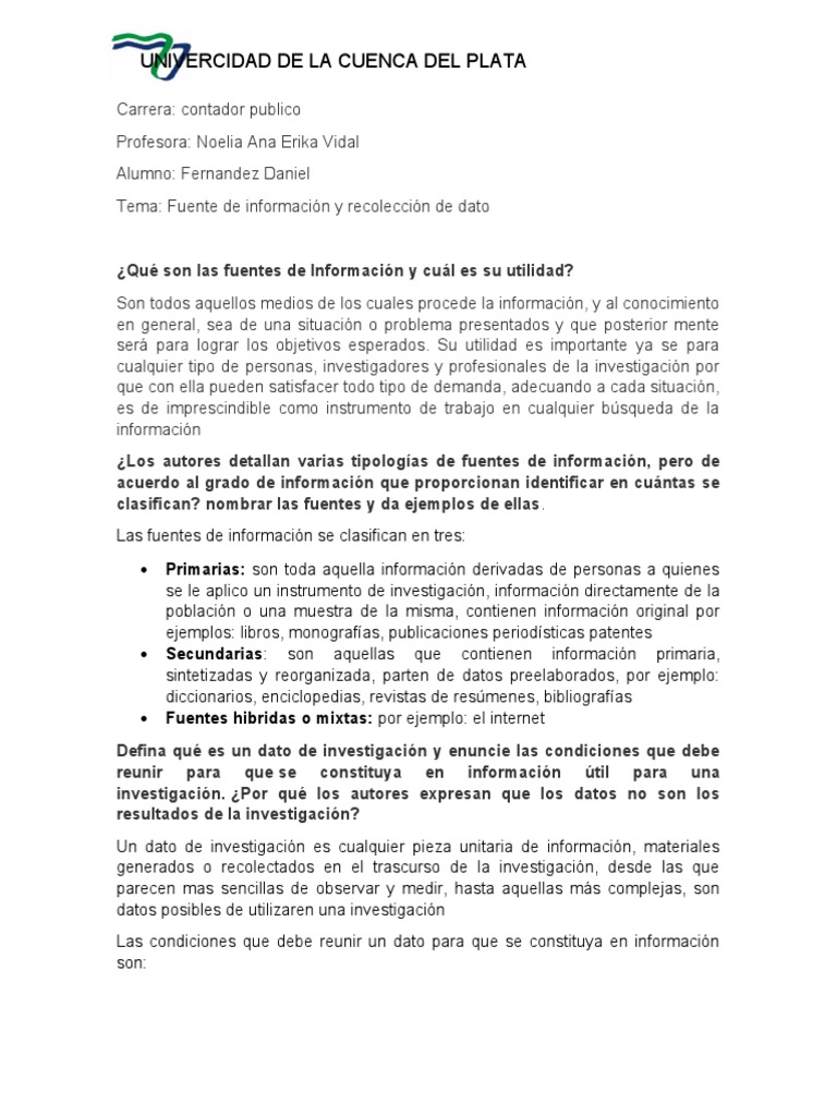 Qué Son Las Fuentes de Información y Cuál Es Su Utilidad | PDF ...
