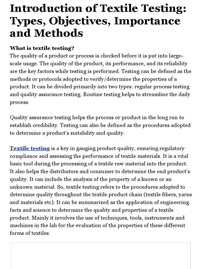 Introduction of Textile Testing Types, Objectives, Importance and