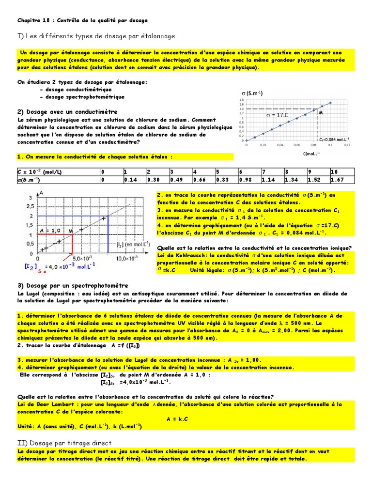 Dosage par Étalonnage en Chimie | PDF | Titrage | Chimie