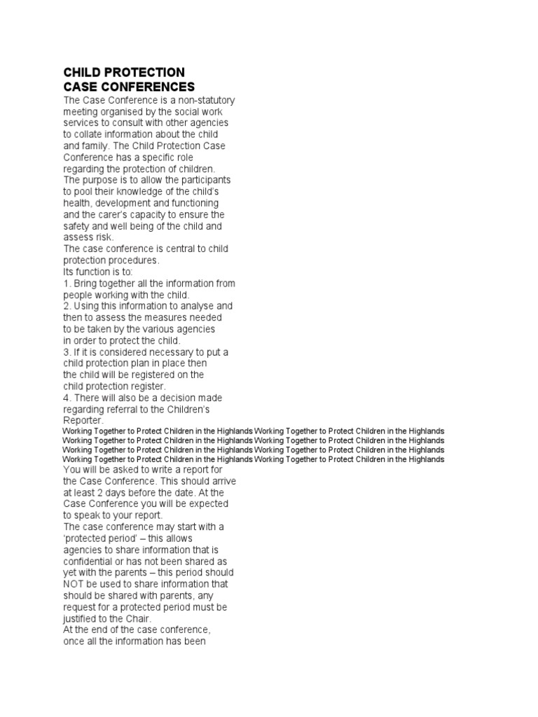Child Protection Case Conferences Download Free PDF Child