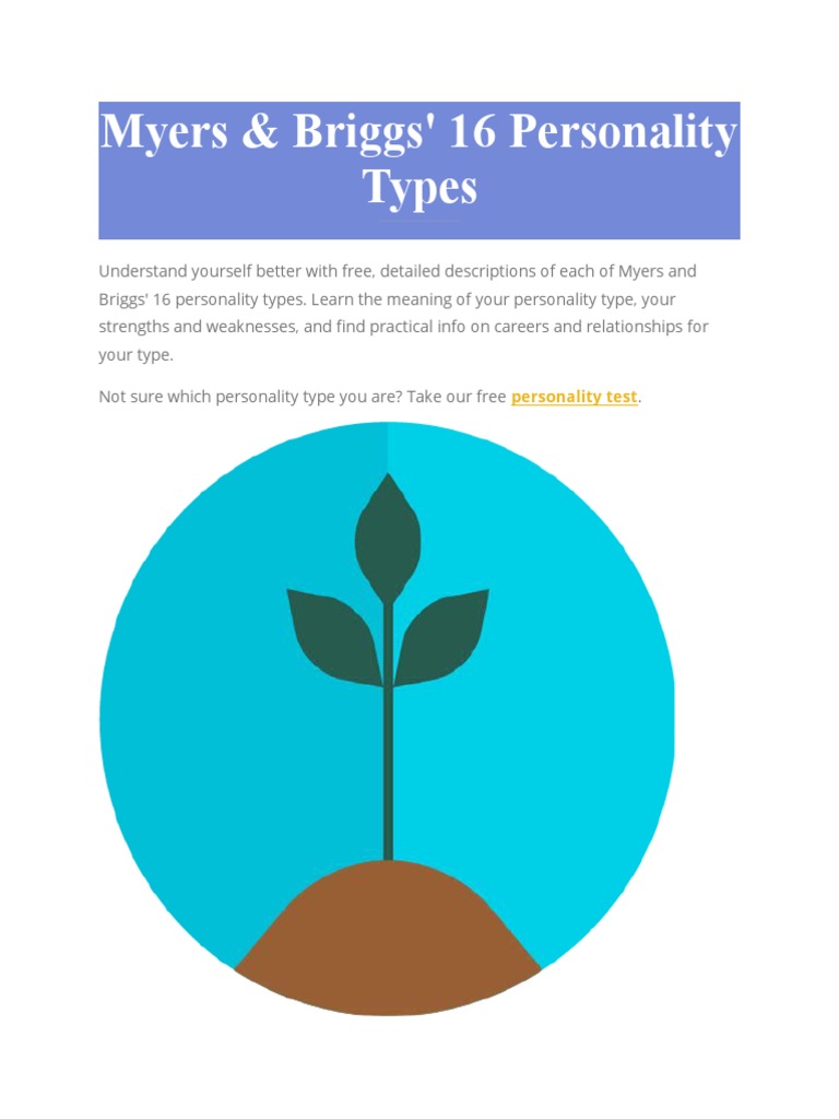 16 Personality Types | PDF | Extraversion And Introversion ...