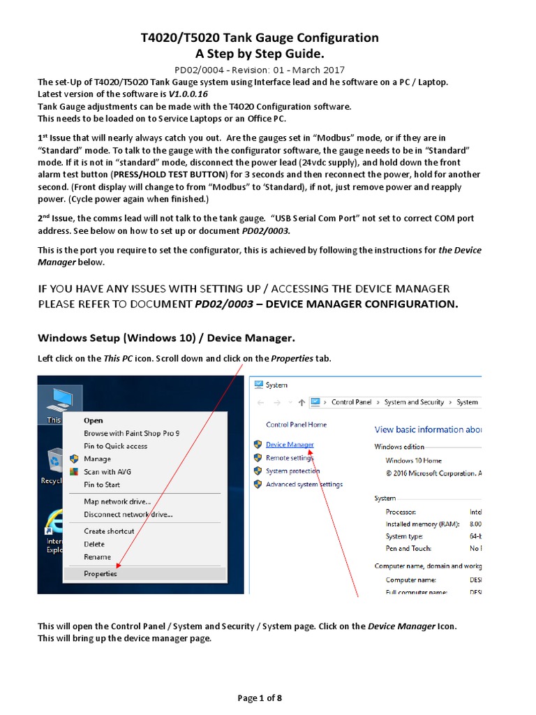 T5020 Tank Gauge Setup Guide | PDF | Icon (Computing) | Usb