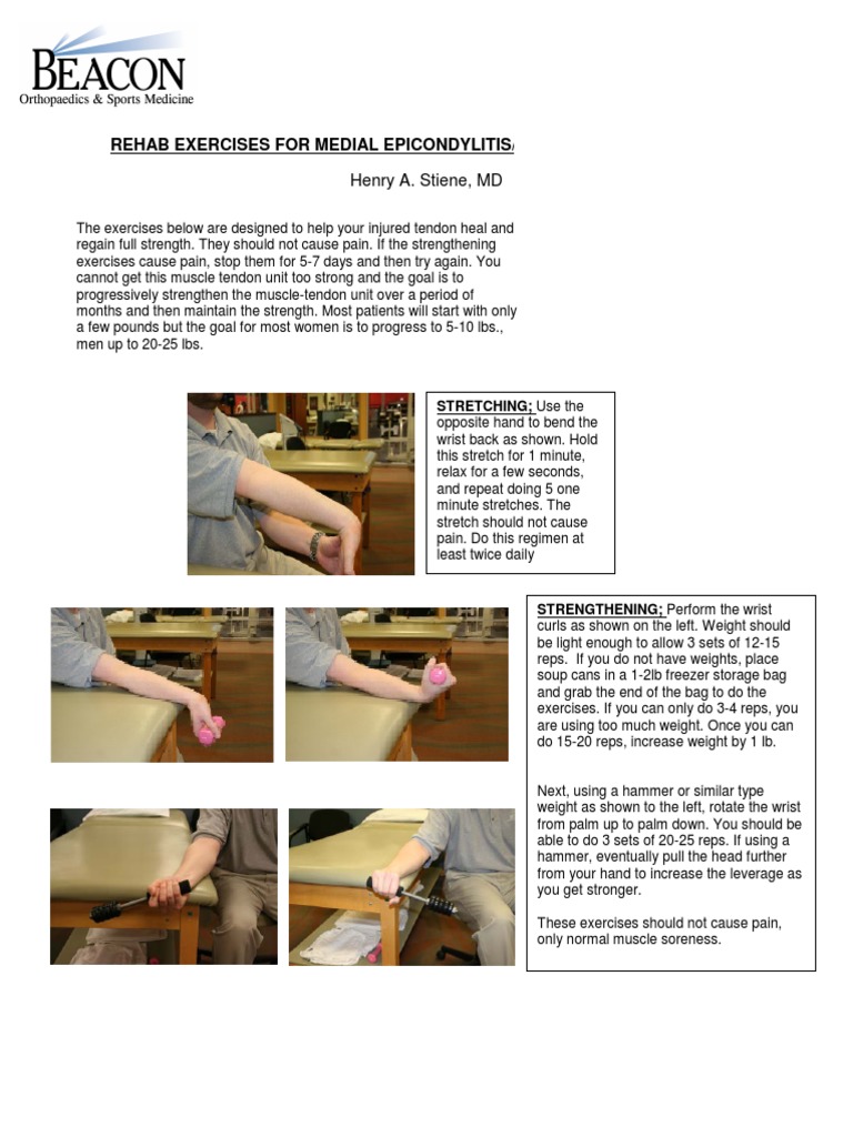 Rehab Exercises For Medial Epicondylitis PDF Hand Limbs (Anatomy)