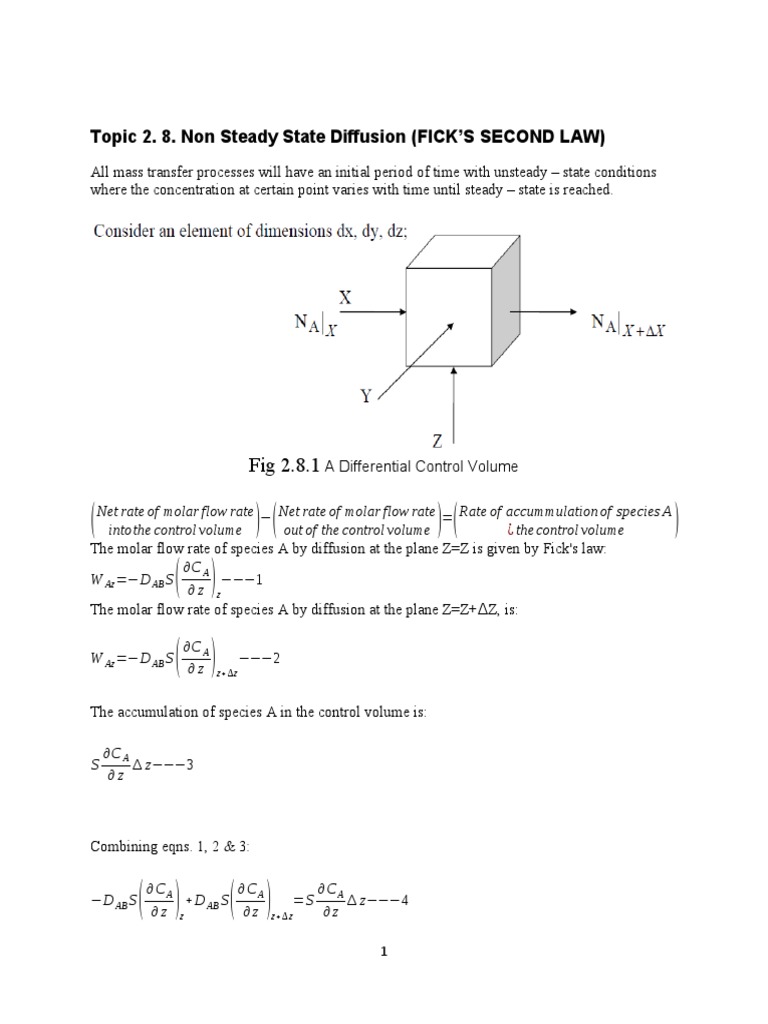 Topic 2 Non Steady State Diffusion | PDF | Diffusion | Equations