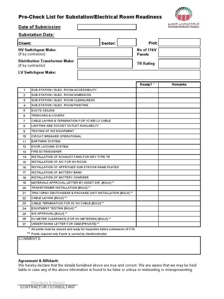 pre-check-list-for-substation-electrical-room-readiness-date-of