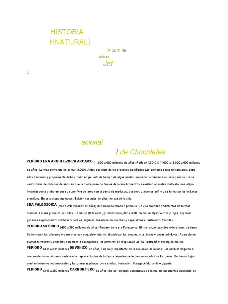 Album Chocolates Jet, Historia Natural PDF Homo Araña