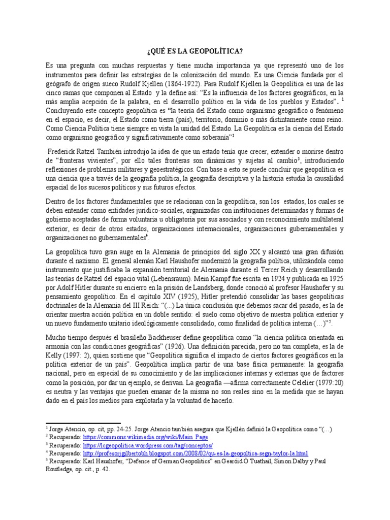 Historia y Conceptos de la Geopolítica | PDF | Geopolítica | Geografía