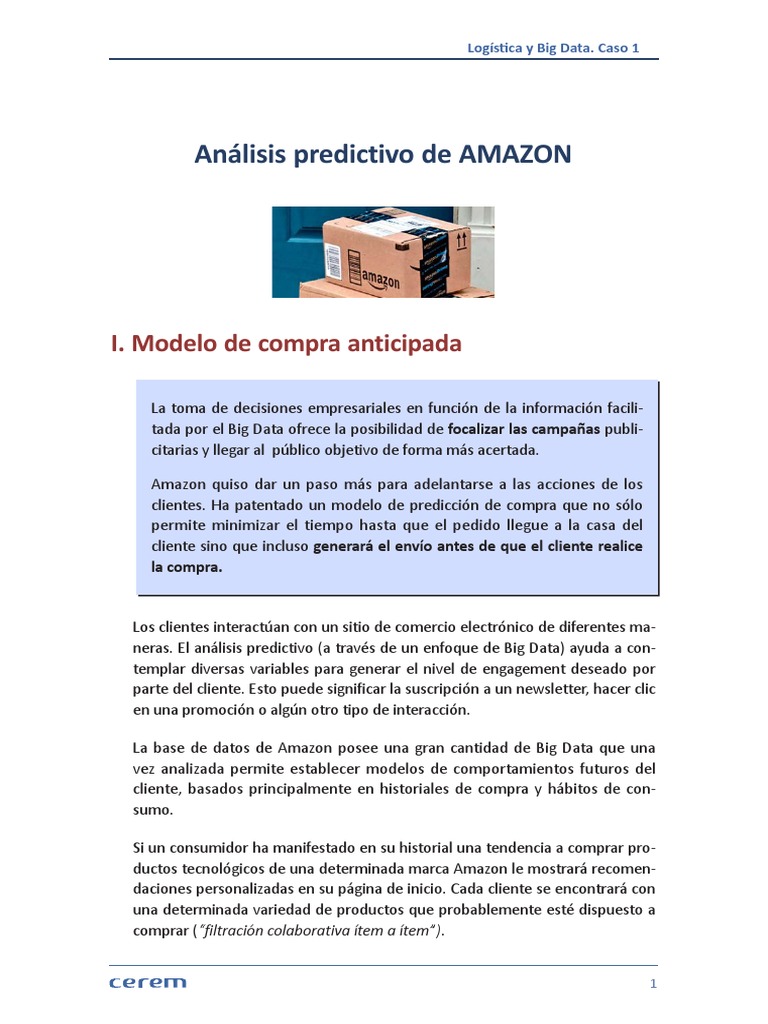 Big Data en Logística: Caso Amazon | PDF | Analítica predictiva | Big Data