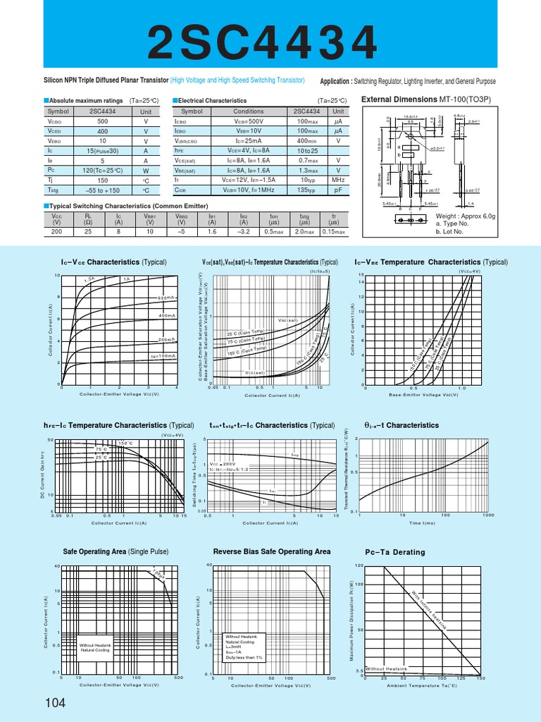 High-Voltage NPN Transistor Specs | PDF | Bipolar Junction Transistor ...