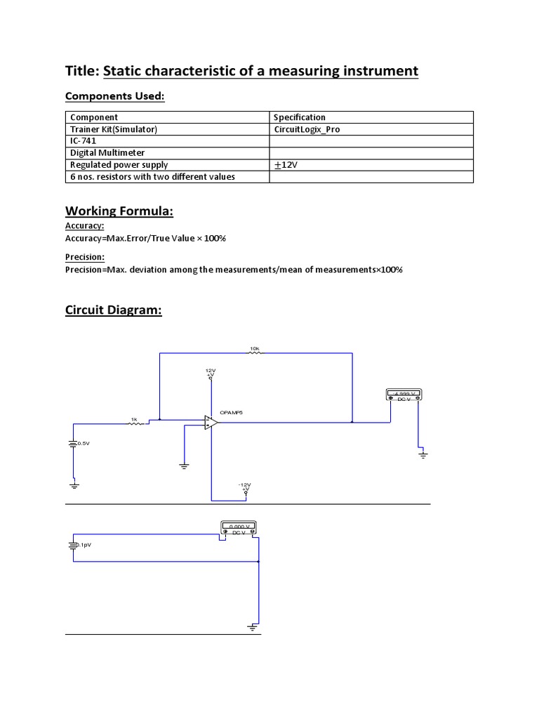 Static Characteristics of a Voltmeter | PDF | Accuracy And Precision ...