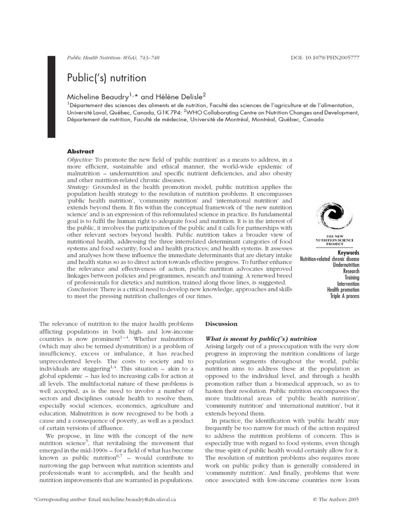Advancing Public Nutrition Strategies | PDF | Malnutrition | Nutrition