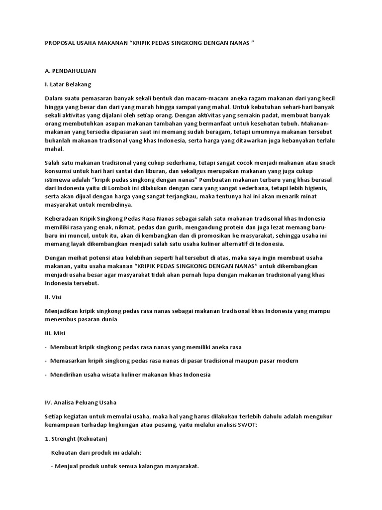 Proposal Usaha Makanan Pdf