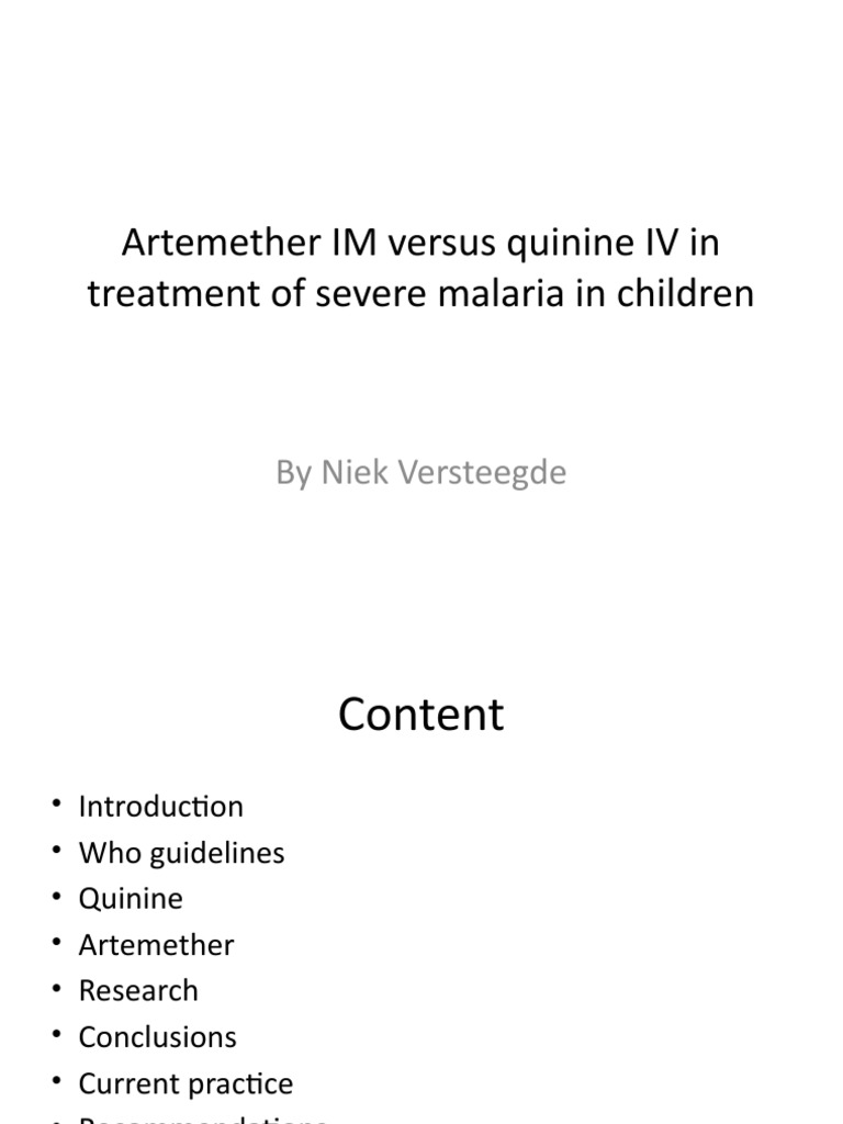 Sine Derivates IM Versus Quinine IV in Treatment PDF Medical Treatments Malaria