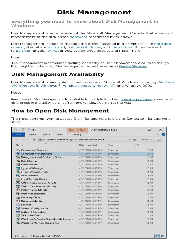 An InDepth Guide to Using Disk Management in Windows PDF Hard Disk