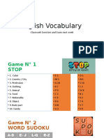English Vocabulary: Classwork Exercises and Exam Next Week