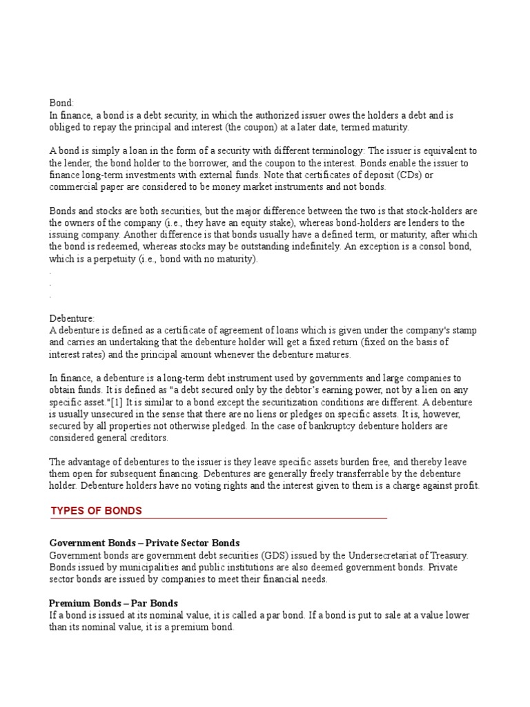 Bonds Debenture Pdf Bonds Finance Yield Finance