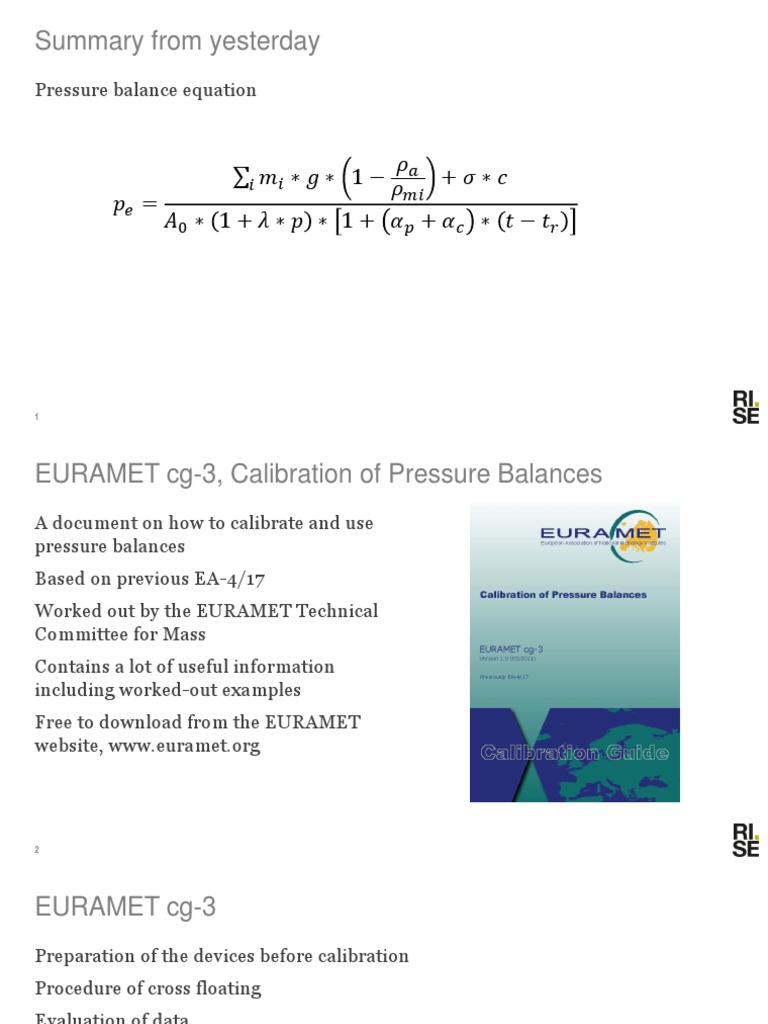 2 Euramet Training On Hydraulic Pressure Balances, Feb 2017, Fredrik