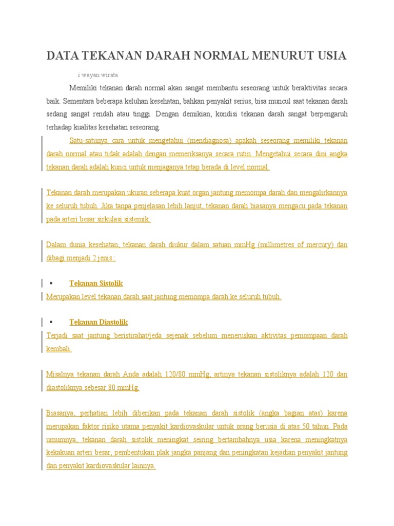 Data Tekanan Darah Normal Menurut Usia Pdf