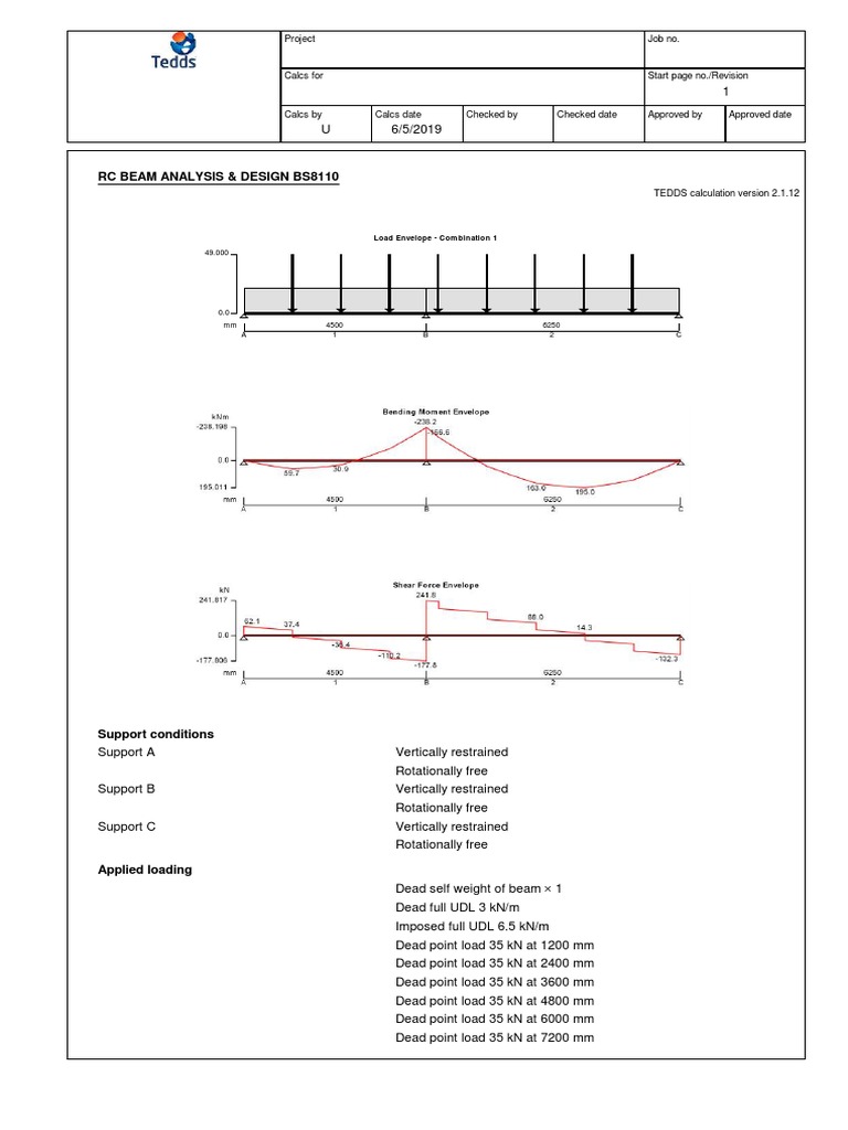 RC Beam Analysis & Design (BS8110) | PDF | Beam (Structure) | Shear Stress