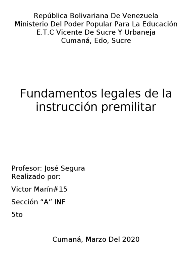 Fundamentos de la Instrucción Premilitar | PDF | Estado (política ...