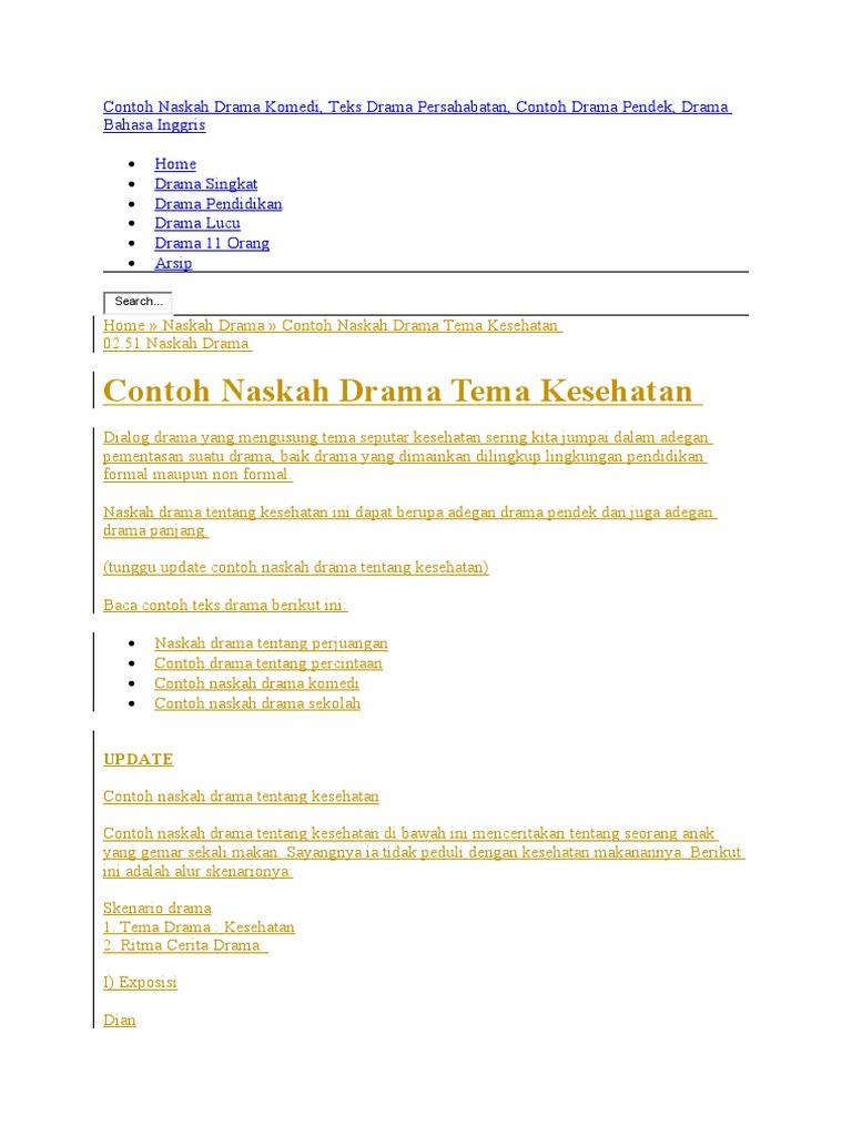 Contoh Naskah Drama Penanganan Kesehatan