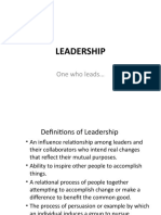 Leadership: One Who Leads
