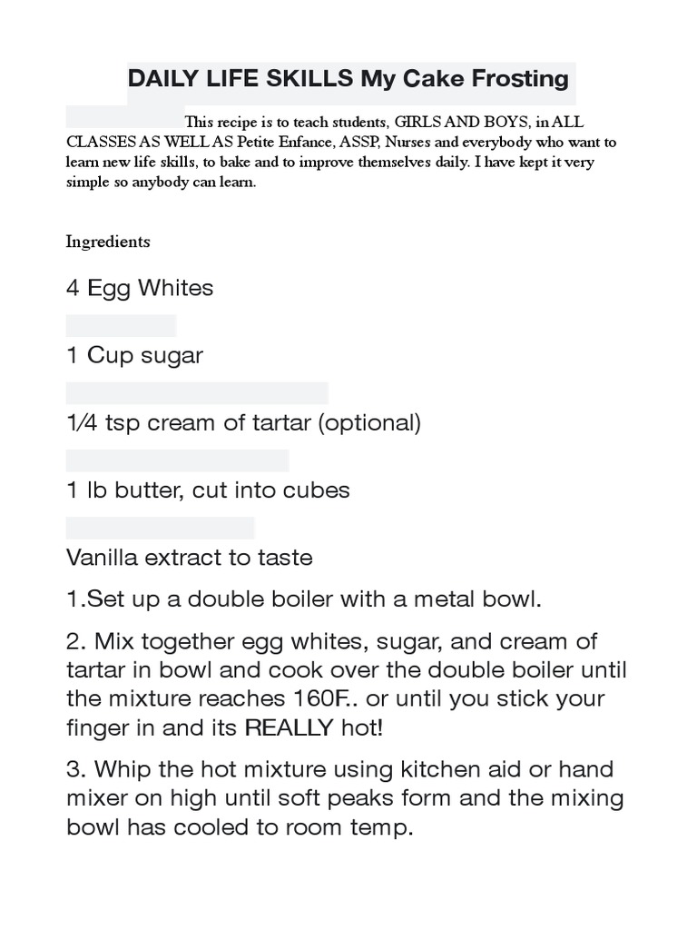 Easy Cake Frosting Recipe | PDF | Cooking, Food & Wine | Lifestyle