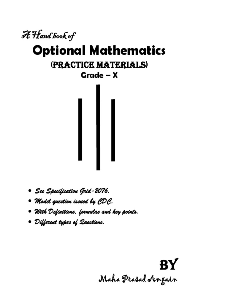 Opt Math Class X MP 1 | PDF | Matrix (Mathematics) | Determinant