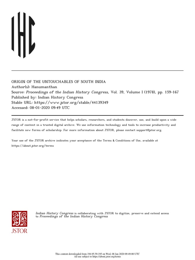 Origin of The Untouchables of South India PDF | PDF | Sanskrit | Dalit