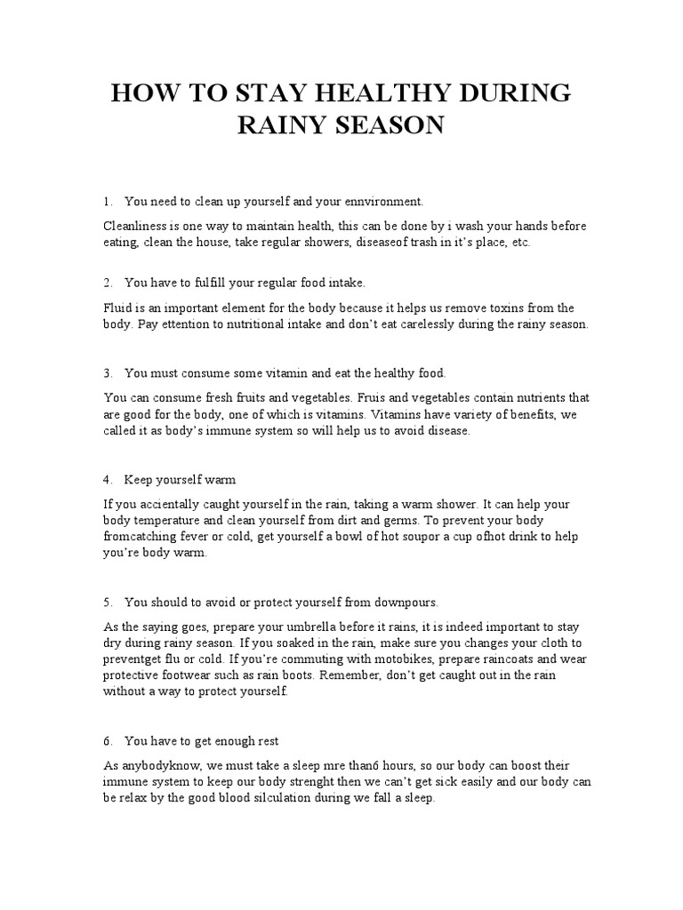 How To Stay Healthy During Rainy Season | PDF