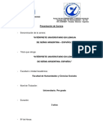 Plan de Estudios de La Carrera de Lengua de Señas