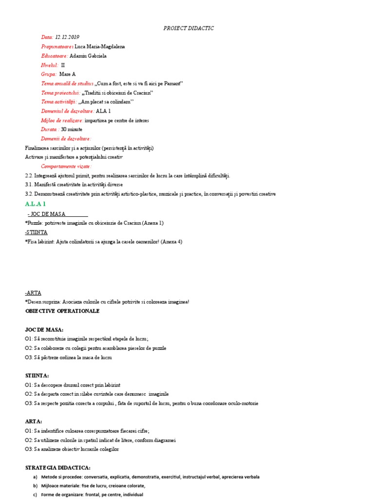 Proiect Maria ALA 1 | PDF