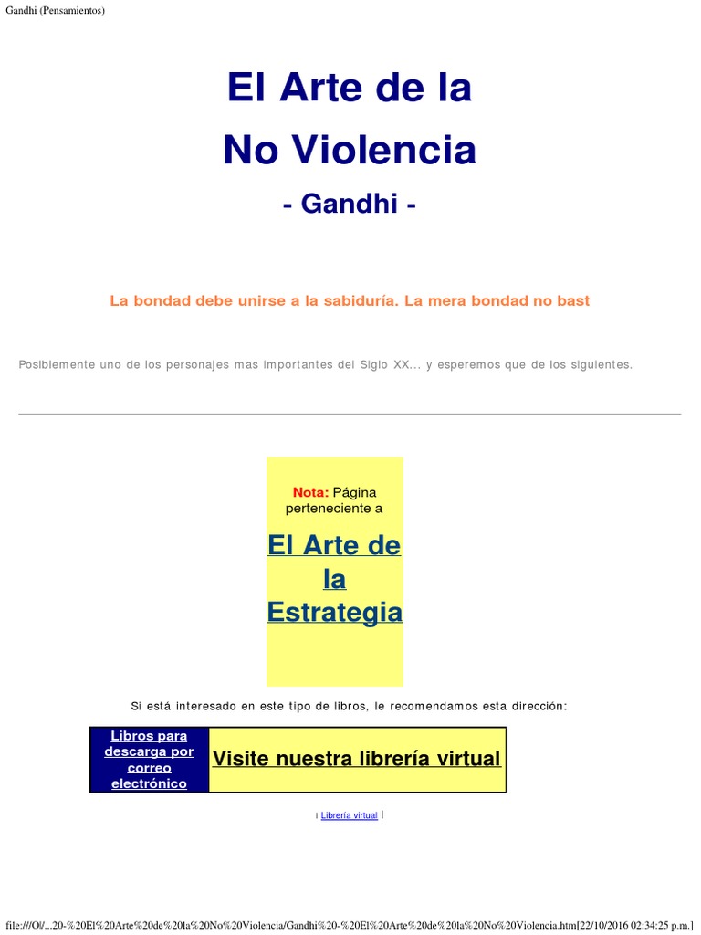El Arte de la No Violencia de Gandhi | PDF | Mahatma Gandhi | Violencia