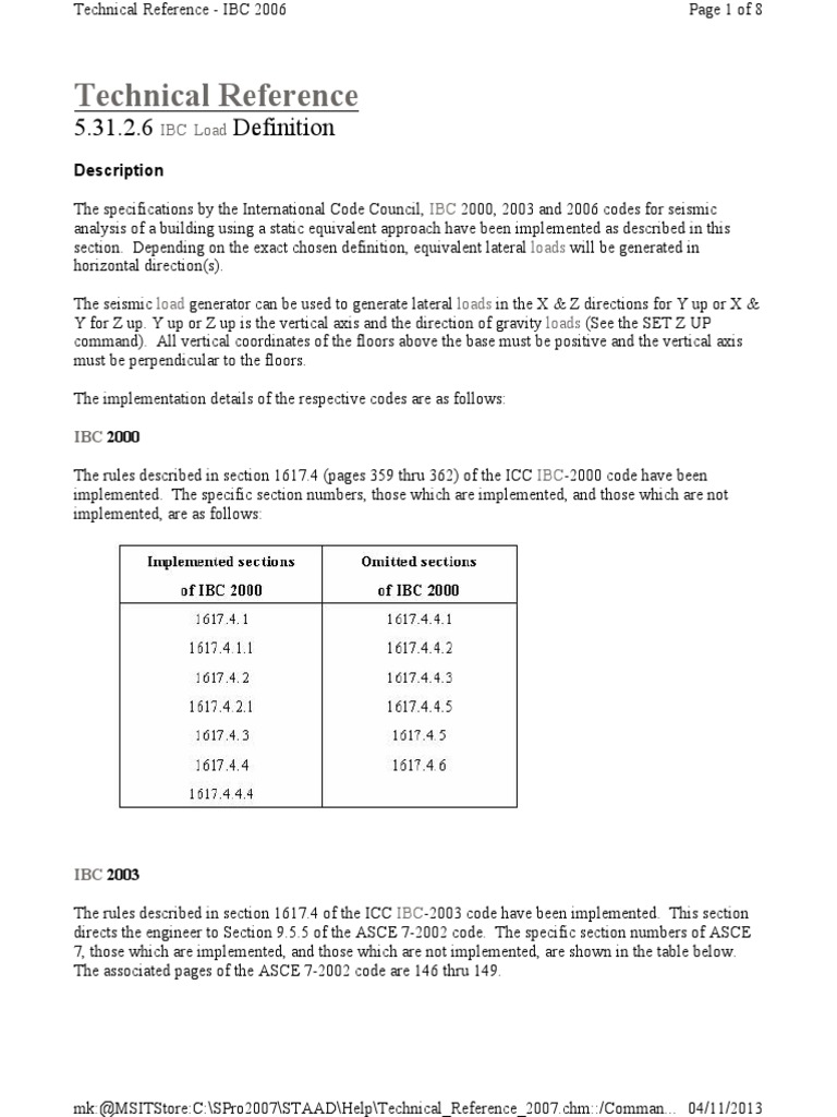 IBC 2006 STAAD Technical - Reference - 2007 | PDF | Mechanics | Physics