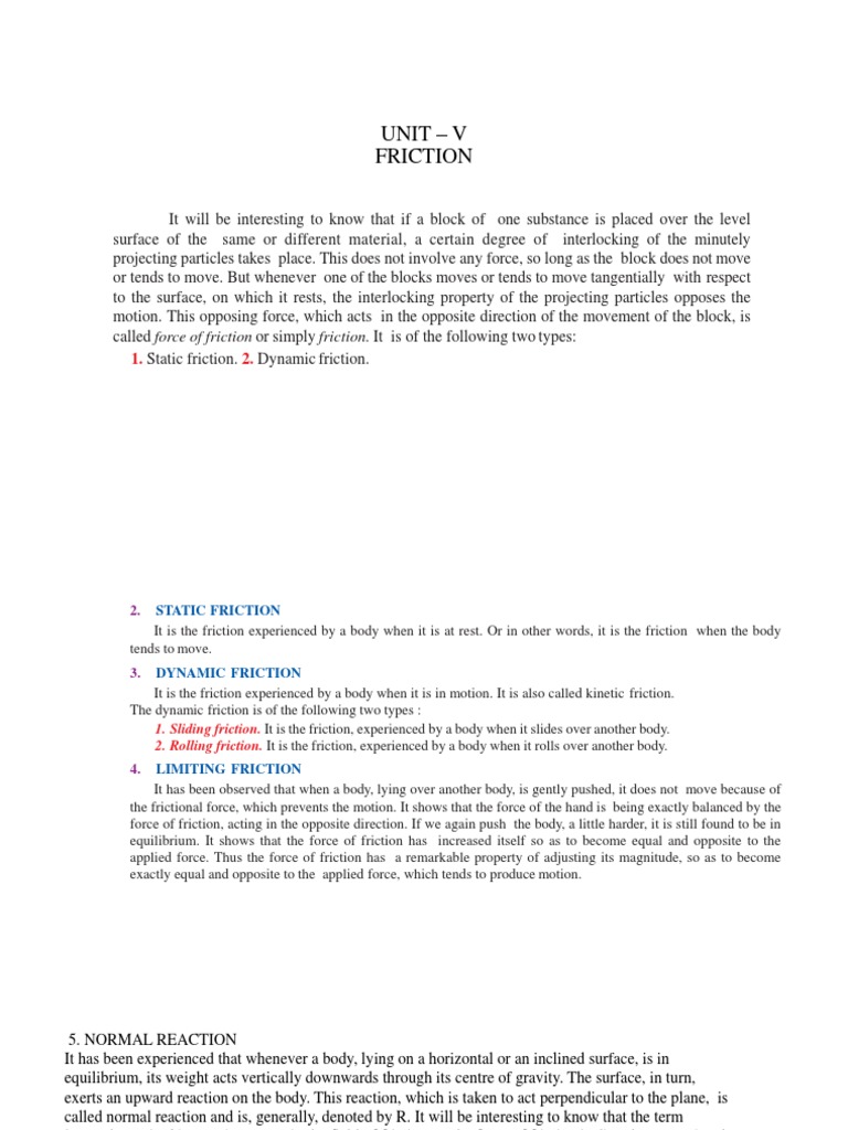 Understanding Friction Units and Types | PDF | Friction | Force