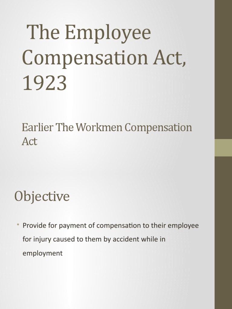 The Employee Compensation Act, 1923 PDF Wage Legal Liability