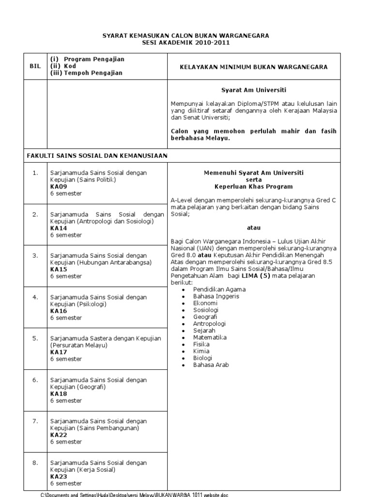 Syarat Masuk Ukm Wna Pdf