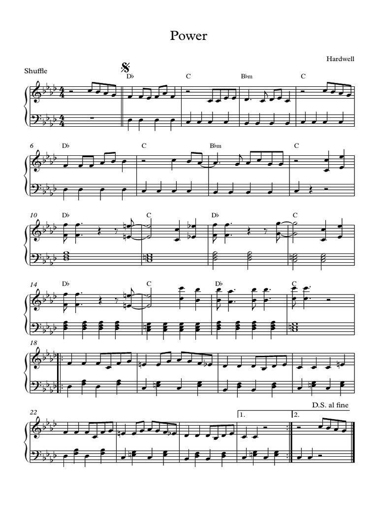 Power - Hardwell Piano - Full Score | PDF