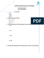 Class 6 Worksheet 2 Prime Factorization