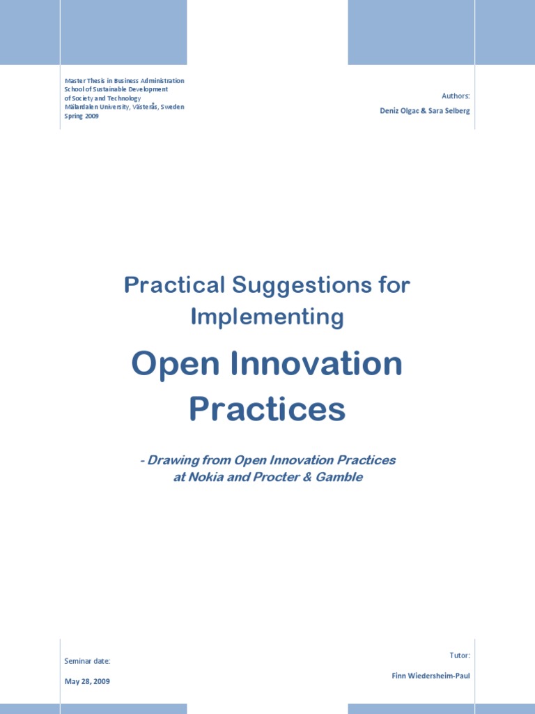 Open Innovation Practices: Practical Suggestions For Implementing | PDF ...