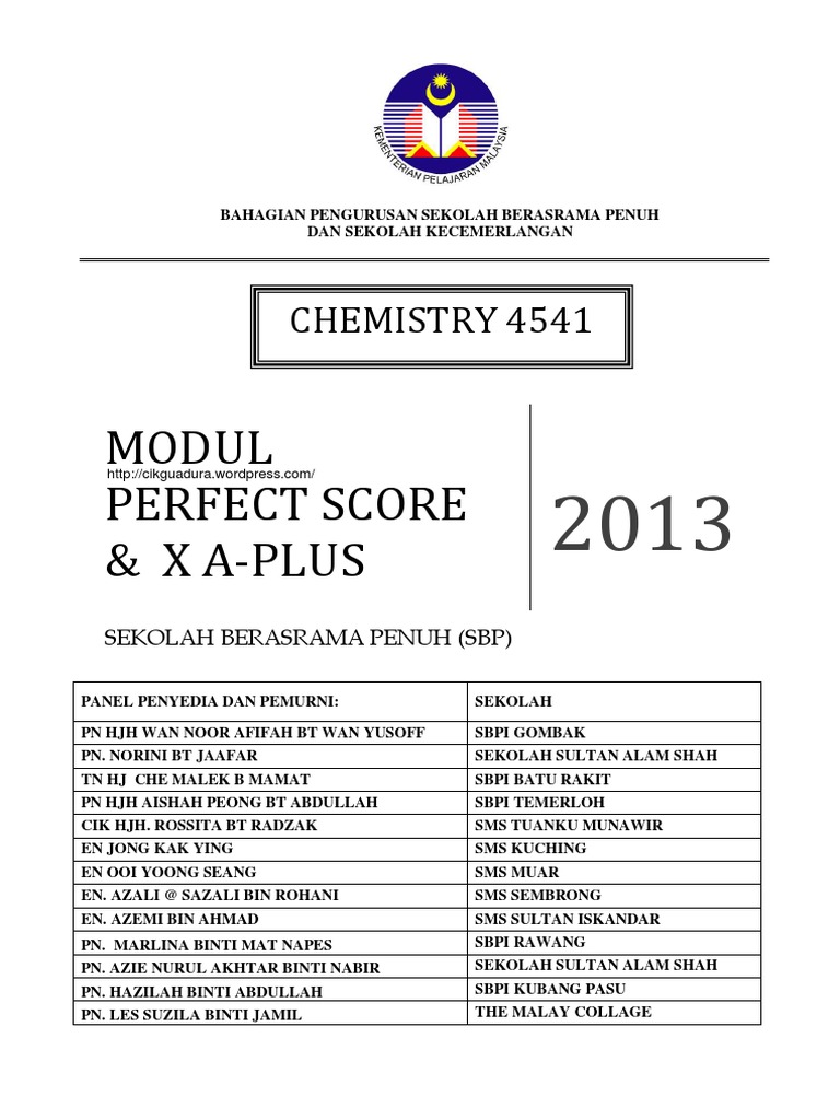 Chemistry Perfect Score X A Plus Module 2013 Pdf Ionic Bonding Chemical Compounds
